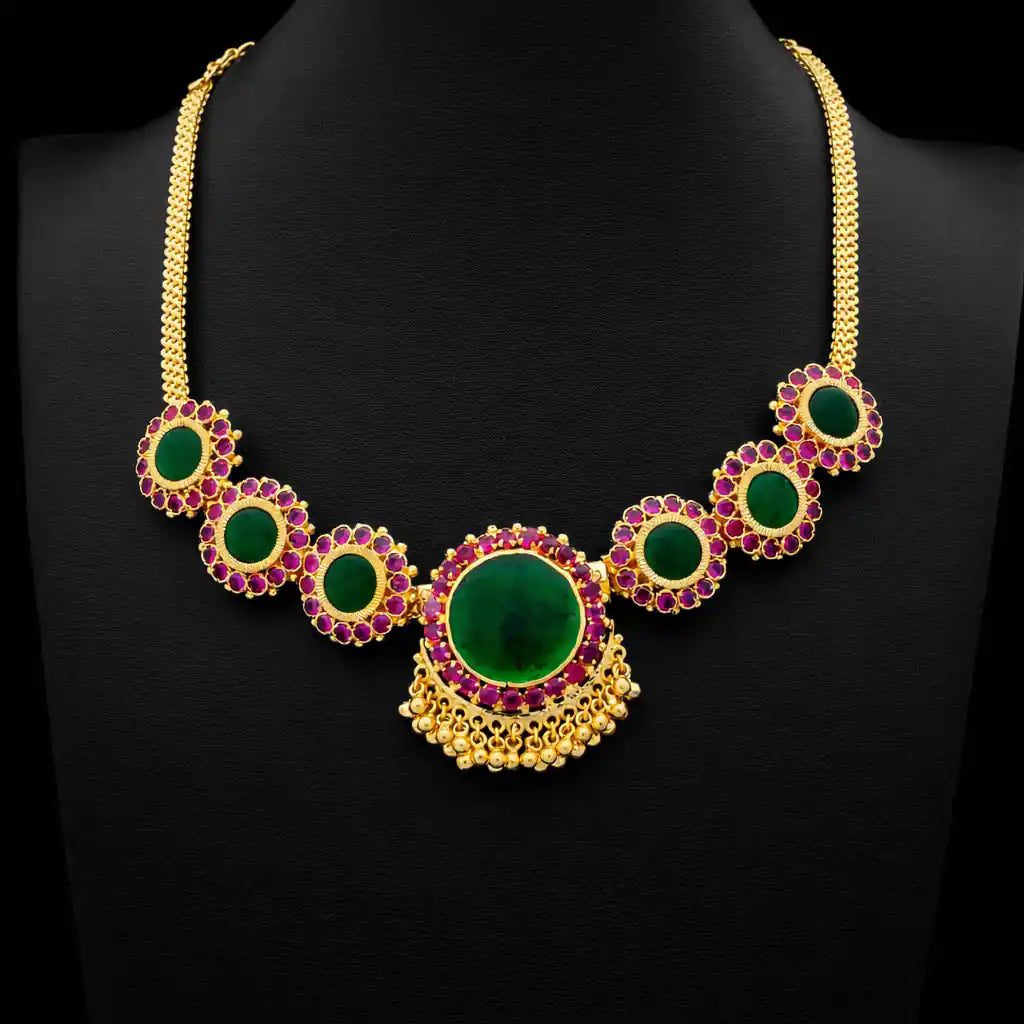 Palakka Mango Green Stone Necklace PSPKNRG7-0811