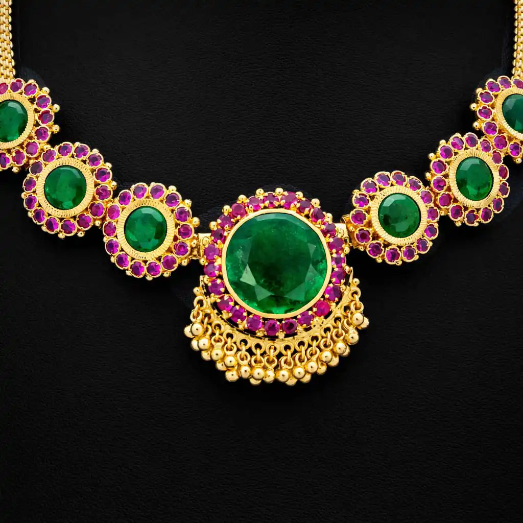 Palakka Mango Green Stone Necklace PSPKNRG7-0811