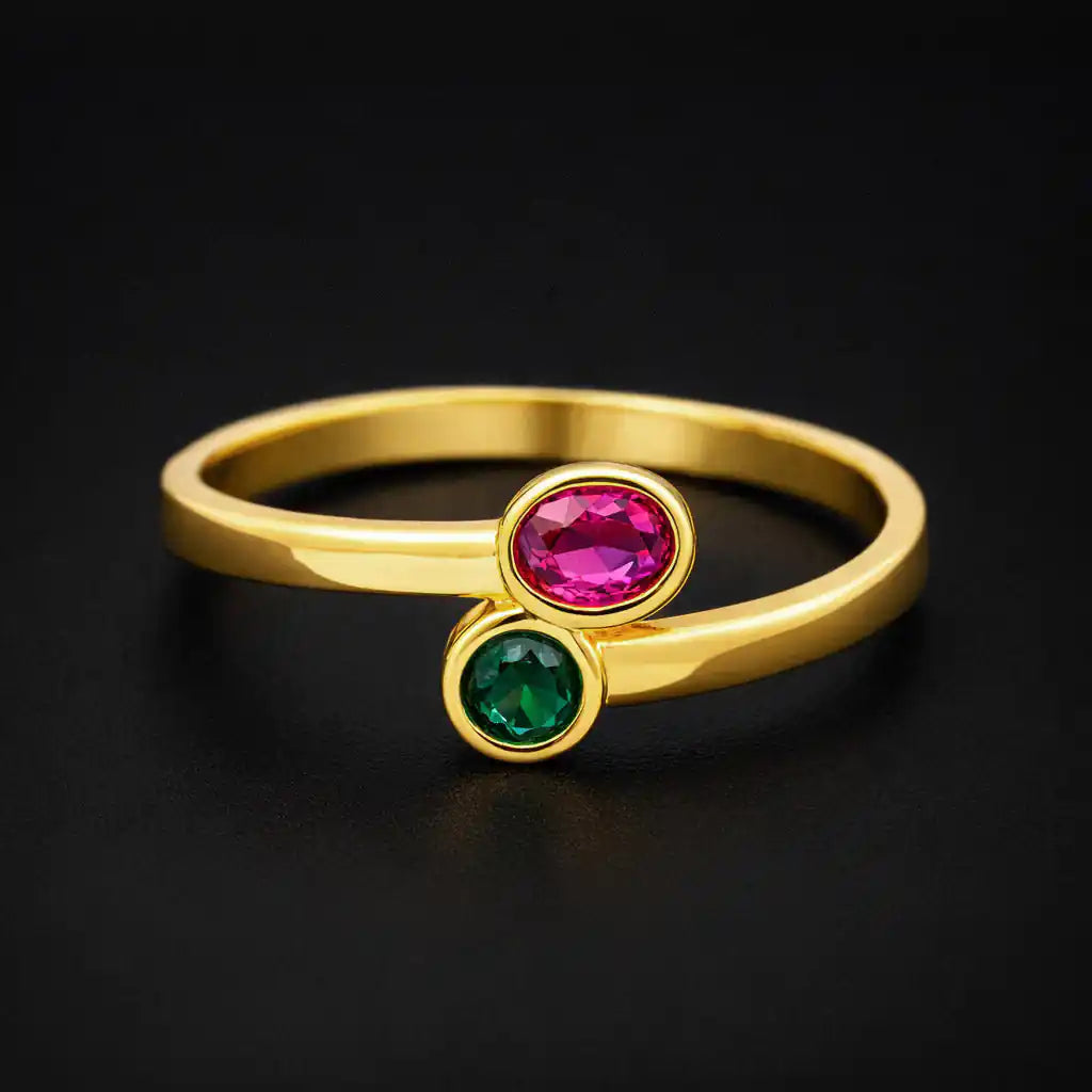 Pink Gold Plated Stone Ring 