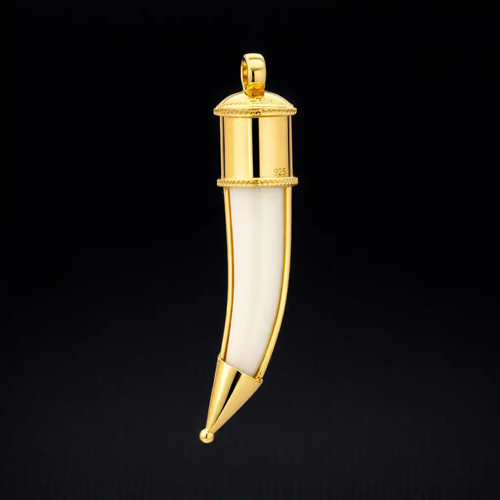 Gold Layered Silver Ivory Tusk Pendant GMSLGLT1-055