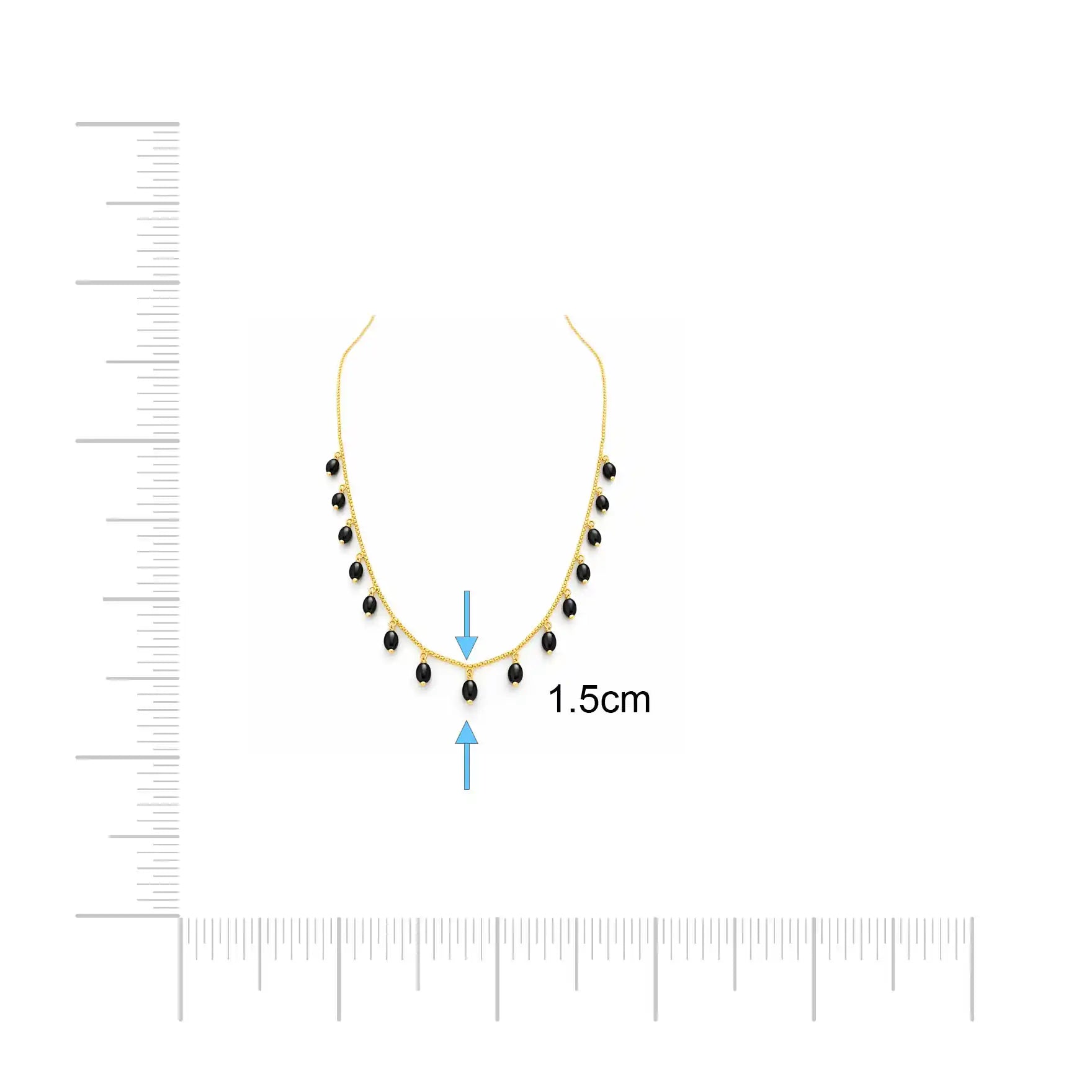 Black Bead Necklace PPNS9BO-073