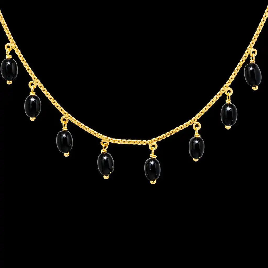 Black Bead Necklace PPNS9BO-073