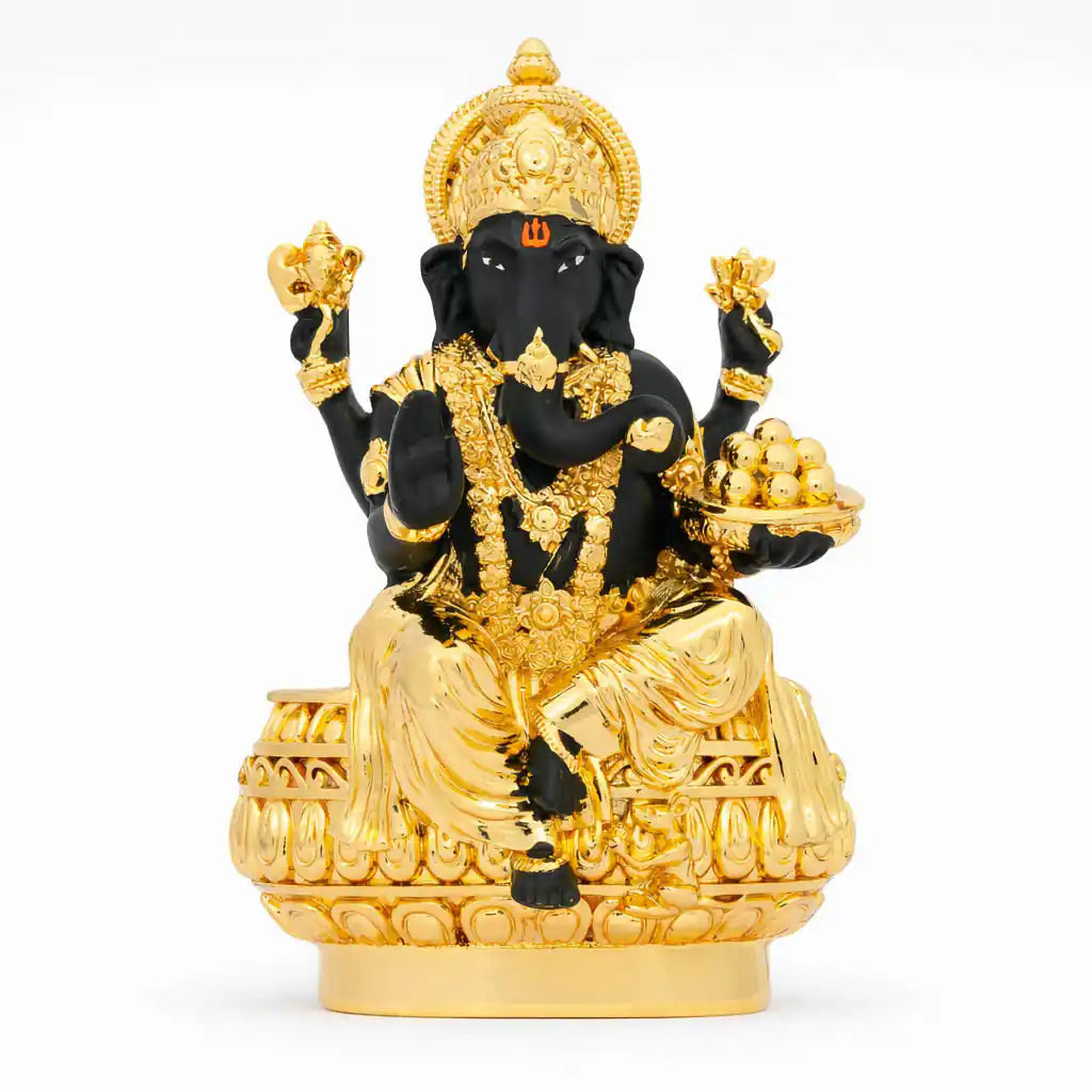 Premium Gold Layered Ganesha Idol with Modak Plate PIDRBG76-005