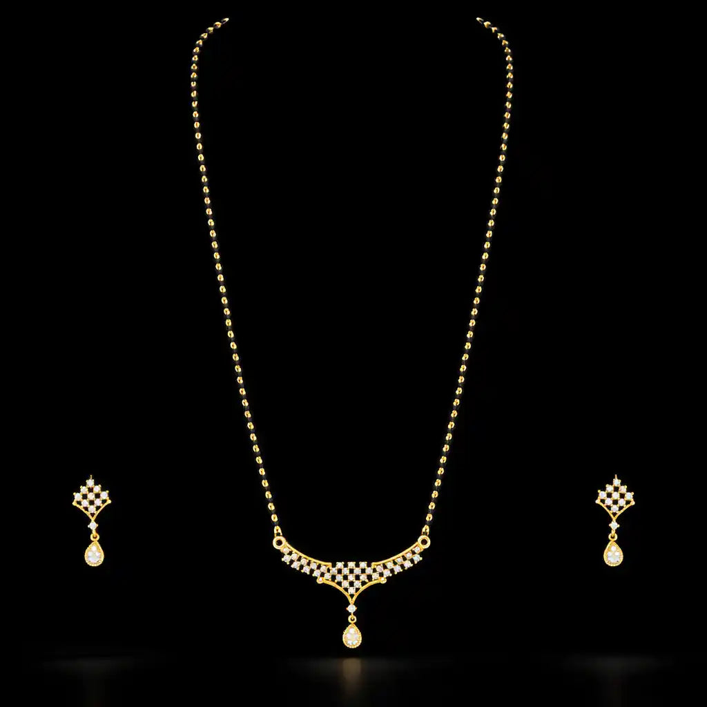 Mangalsutra Karimani Stone Necklace Medium With Stud PLKM10-004, PSHST300W-041