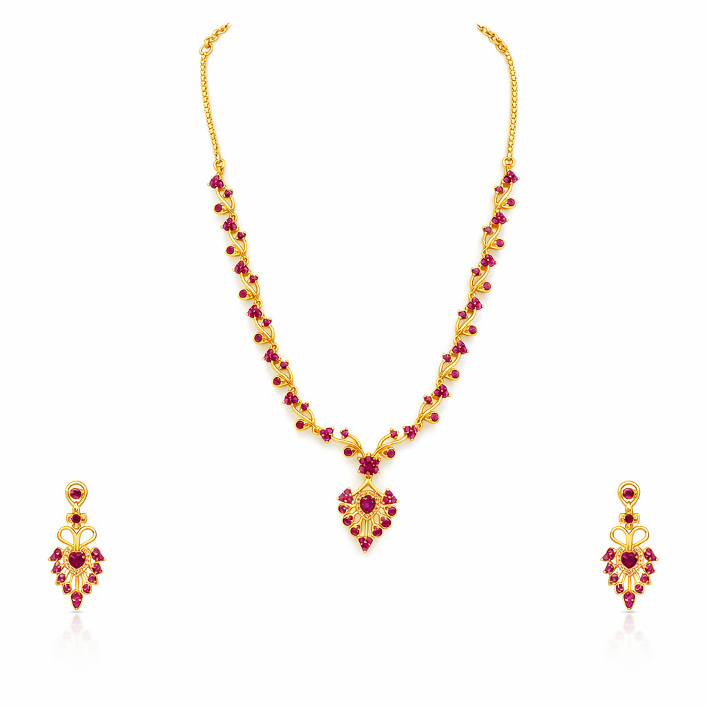Premium Stone Necklace Short With Stud PMSNS11R-056, PMSHST52R-082