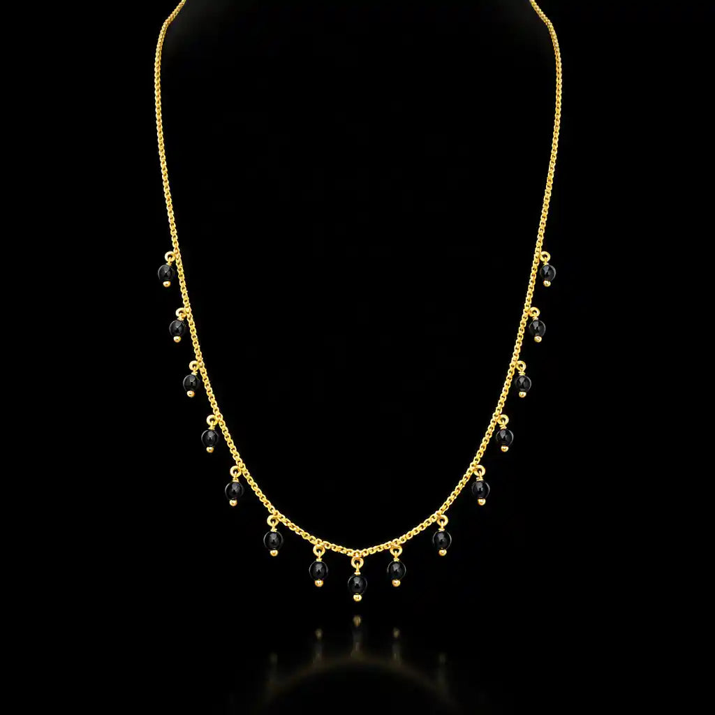 Black Bead Necklace PPNS8BO-073
