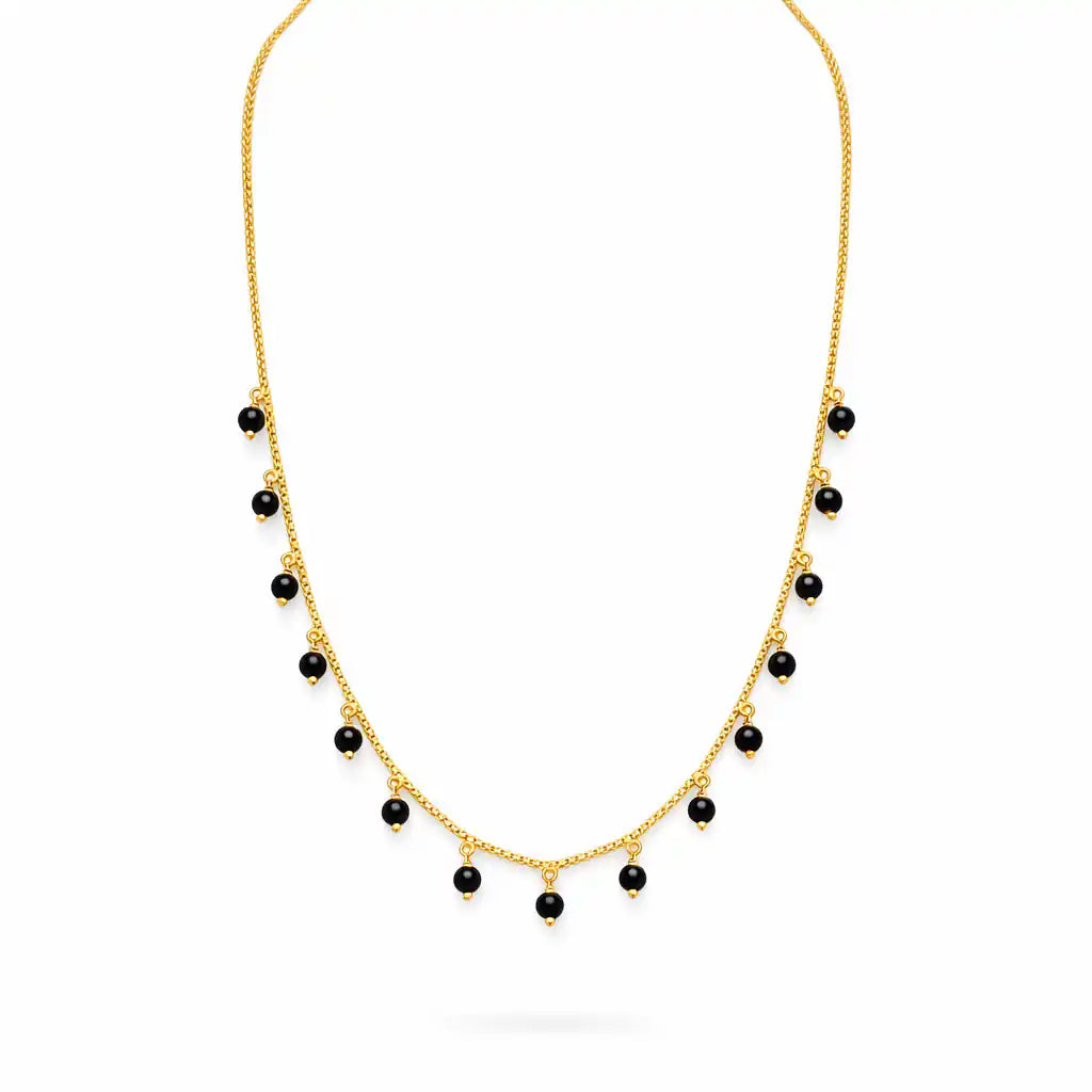 Black Bead Necklace PPNS8BO-073