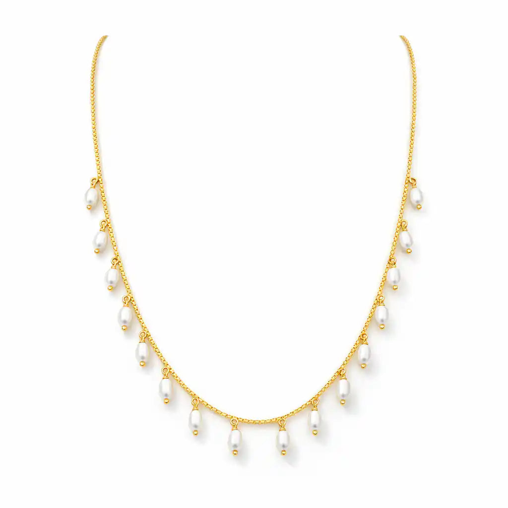 White Bead Necklace PPNS15P-005
