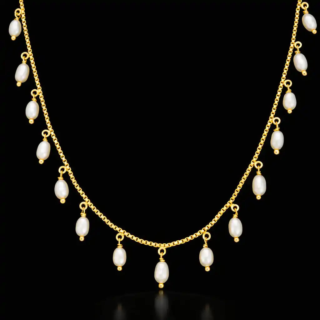 White Bead Necklace PPNS15P-005