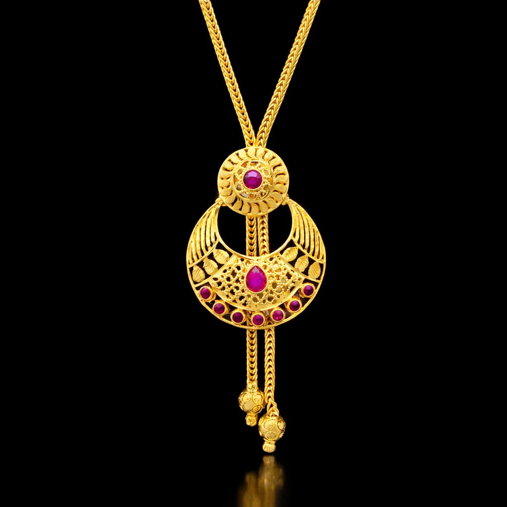 Ruby Studded Chandbali Pendant Necklace PSNS15R-054