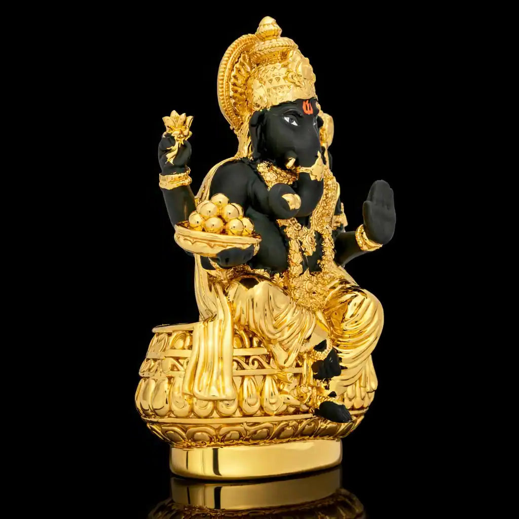 Premium Gold Layered Ganesha Idol with Modak Plate PIDRBG76-005