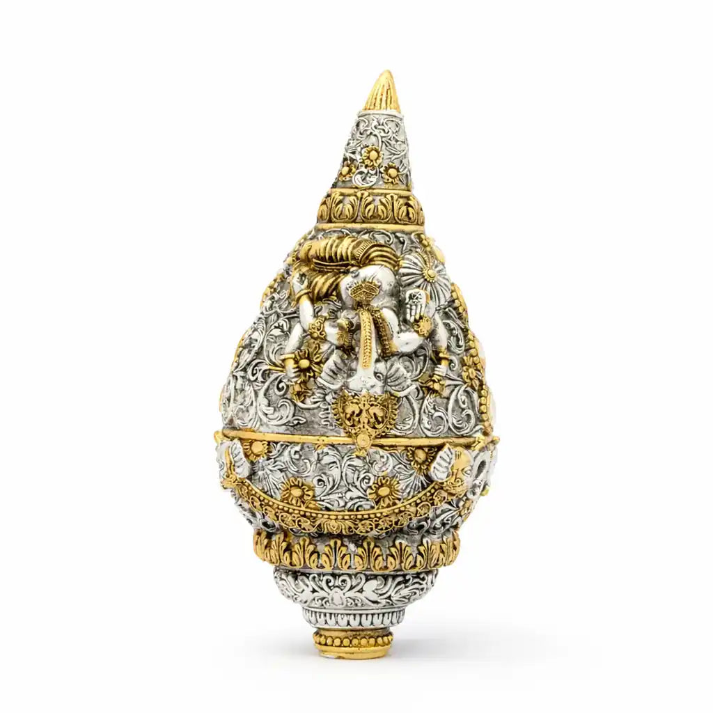Traditional Silver Gold Plated Shankh Showpiece for Home PIDRSSH11-054