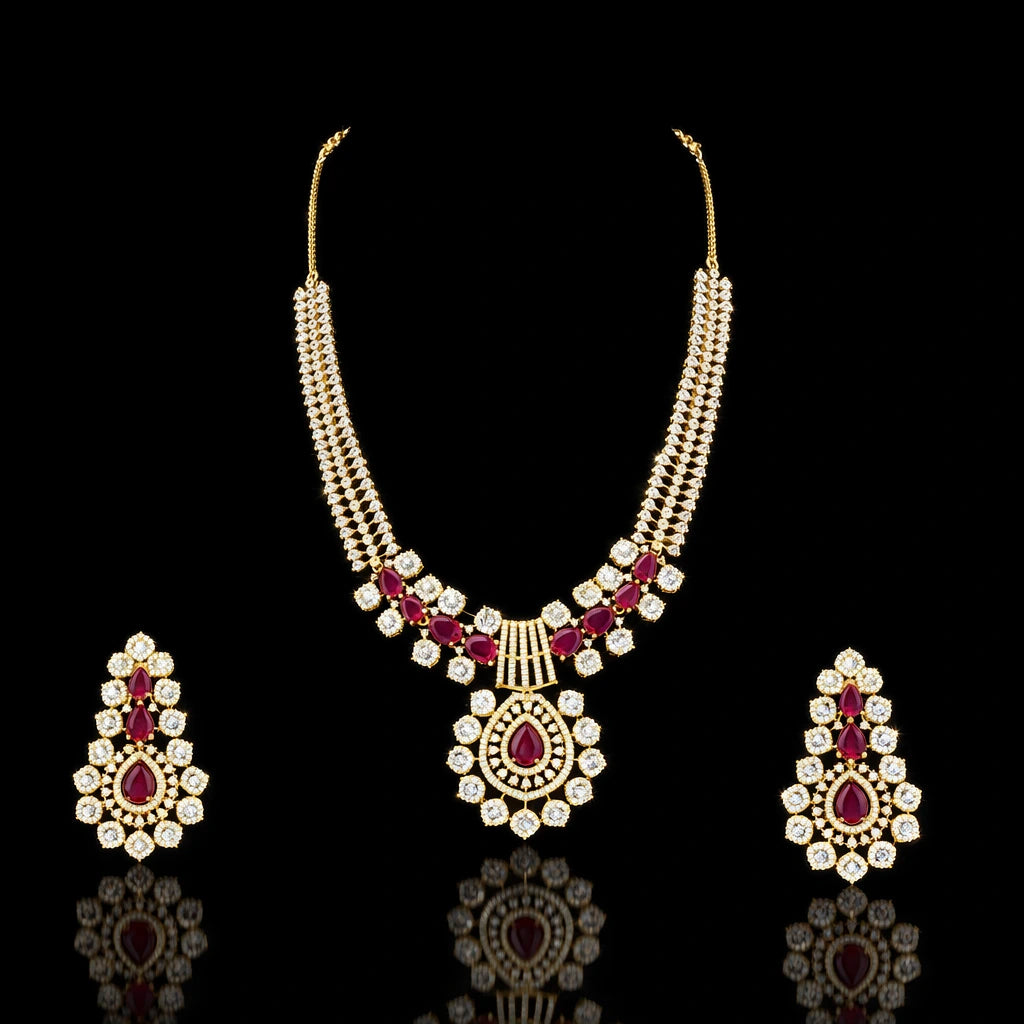 Premium Stone Necklace Short With Stud PMSNS29WR-0011, PMSHST74WR-003