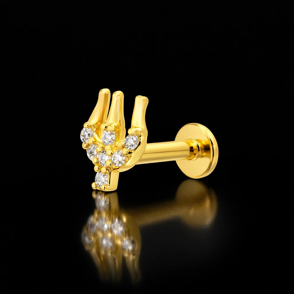 Gold Layered Trishul Nose Pin for Men & Women PSNP157W-54
