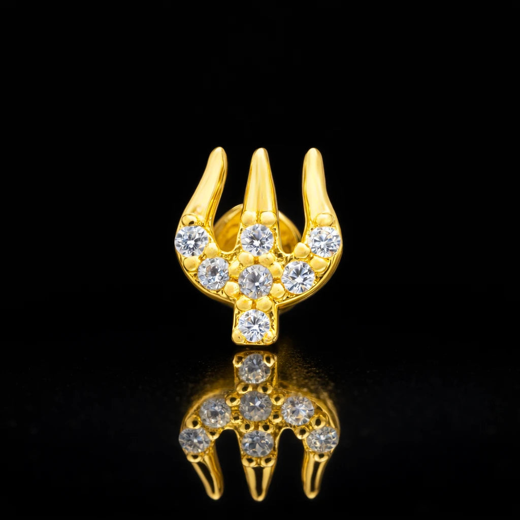 Gold Layered Trishul Nose Pin for Men & Women PSNP157W-54