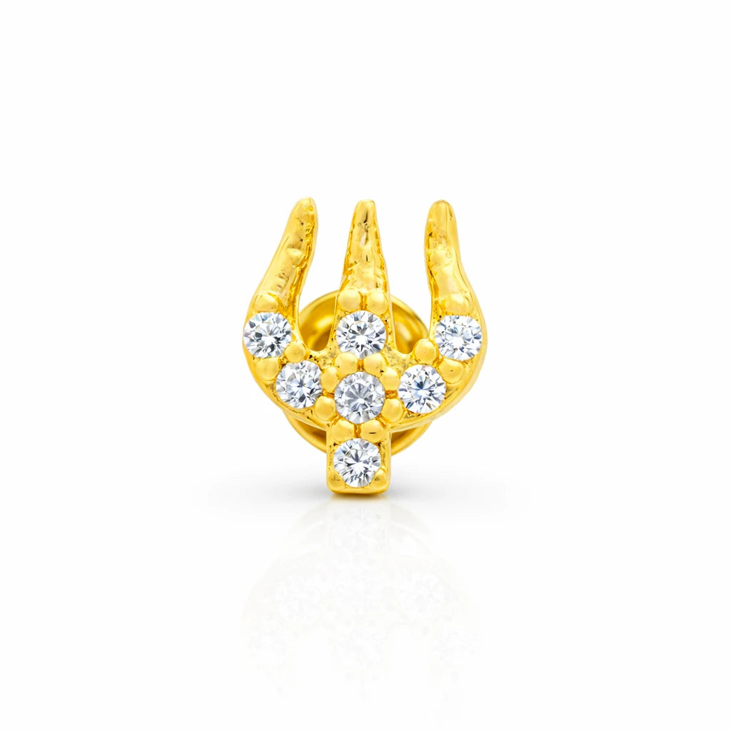 Gold Layered Trishul Nose Pin for Men & Women PSNP157W-54