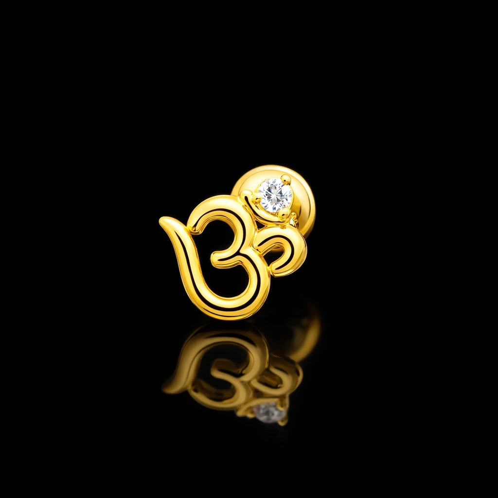 Om Nose Pin with Sparkling Diamond Accent PSNP158W-54