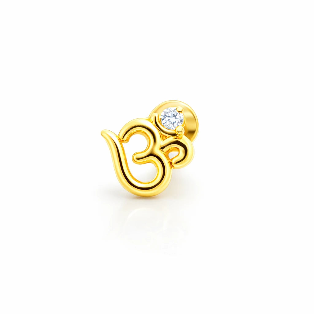 Om Nose Pin with Sparkling Diamond Accent PSNP158W-54