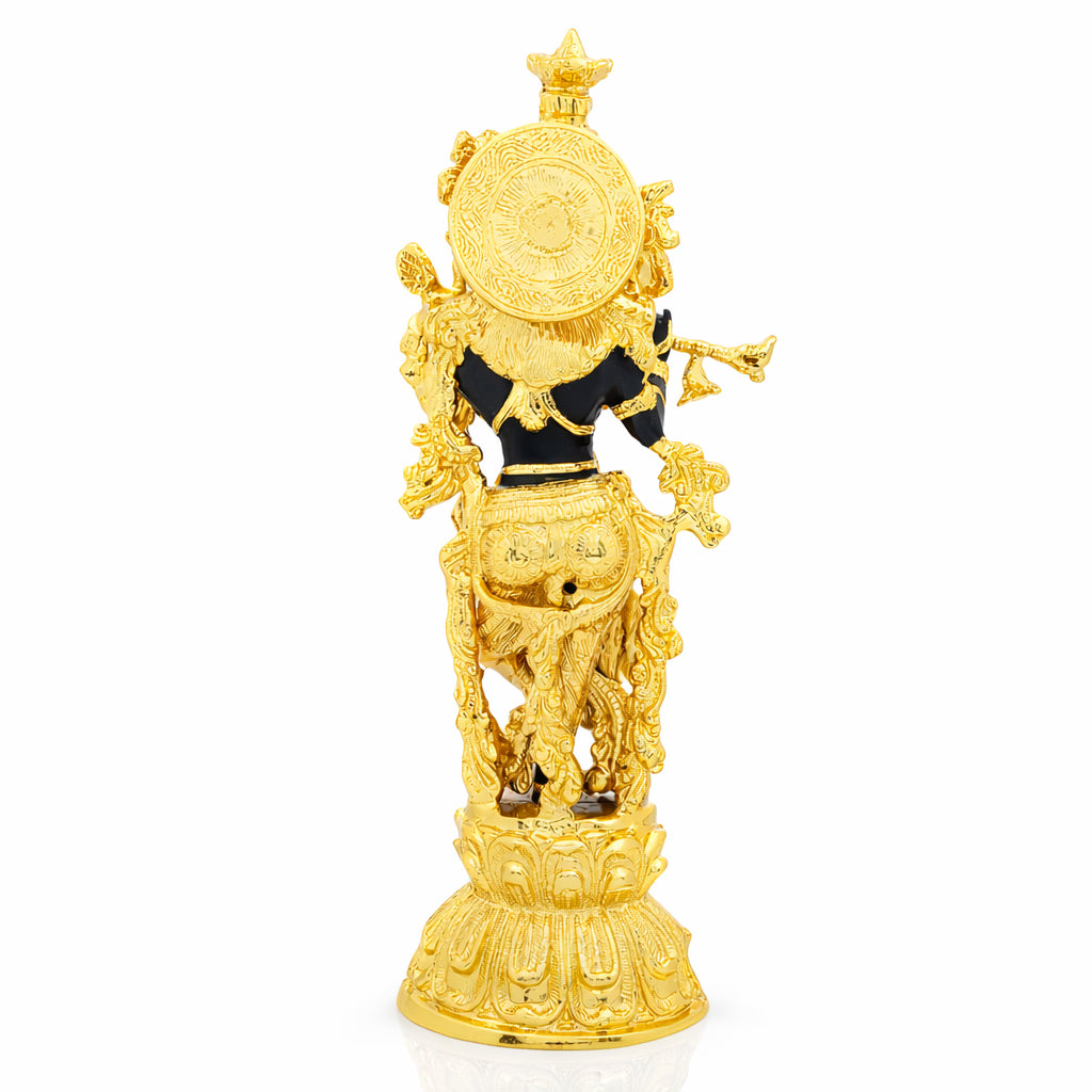 Lord Krishna Playing Flute Idol – Gold Layered Statue PIDBKR1-00051