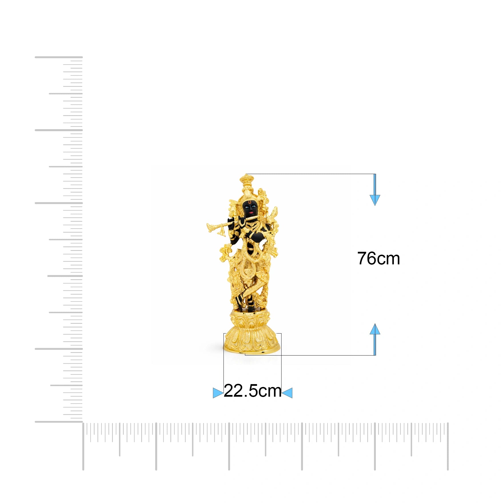Lord Krishna Playing Flute Idol – Gold Layered Statue PIDBKR1-00051