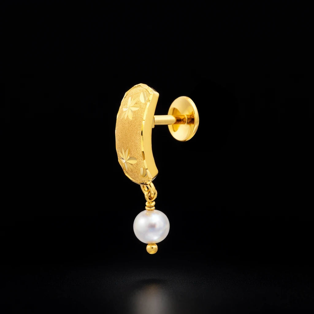 Golden Hanging Pearl Stud PGHST211b-041