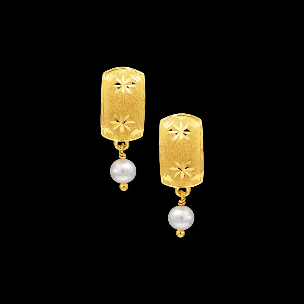 Golden Hanging Pearl Stud PGHST211b-041