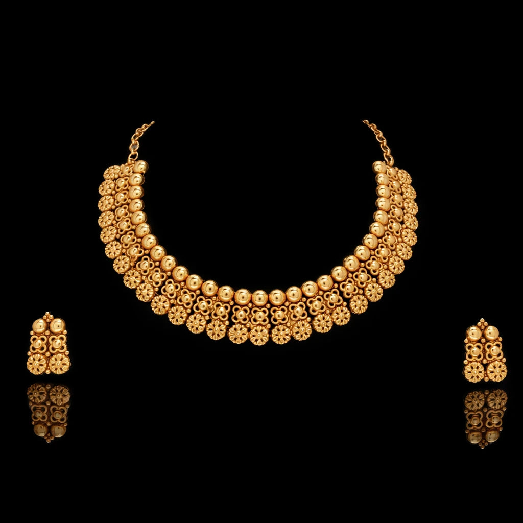 Geru Stone Necklace Short With Stud PGGRNSSR40-085, PGGRSTSR6-041
