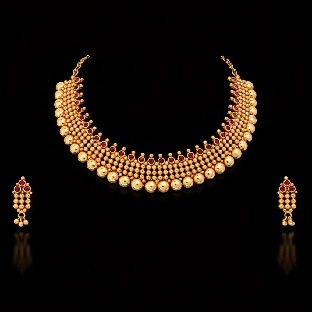 Geru Stone Necklace Short With Stud PSGRNSSR39R-038, PSGRHSTSR25R-081