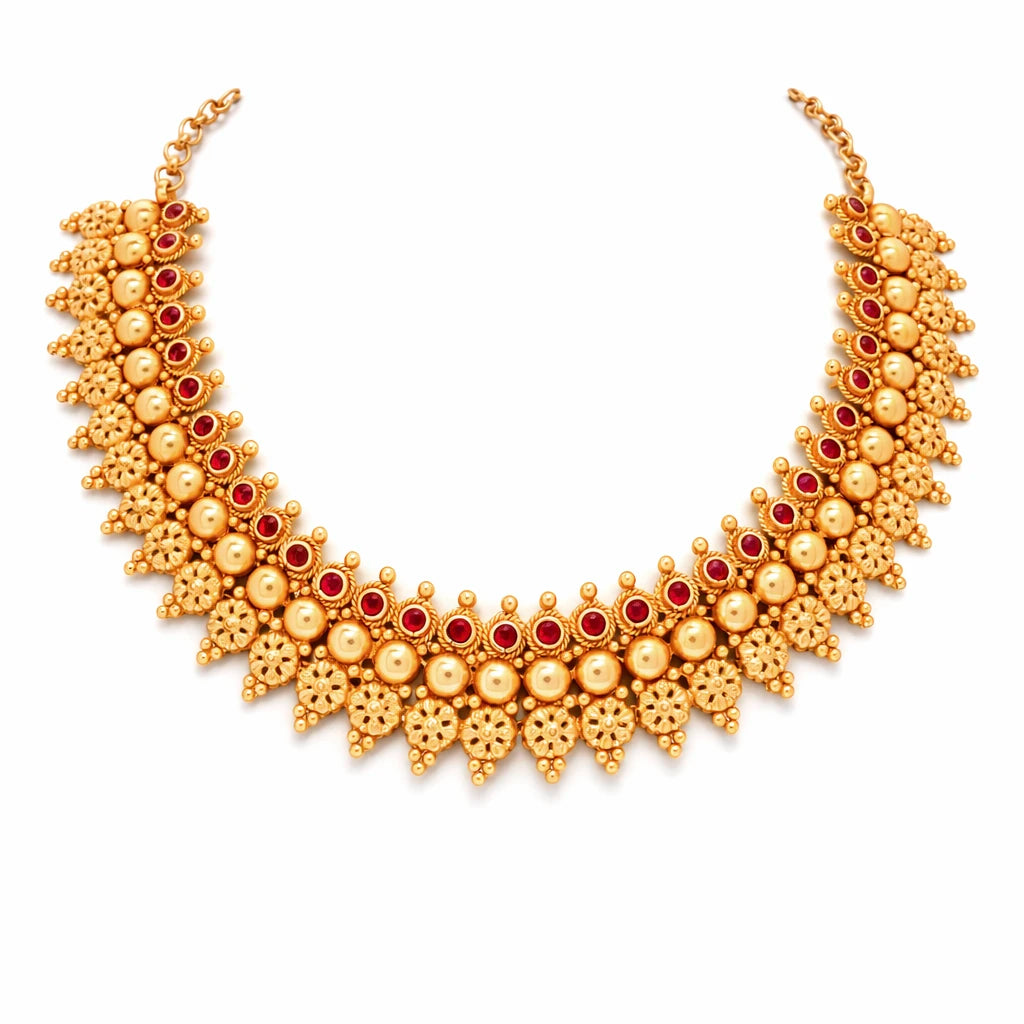 Geru Stone Necklace Short With Stud PSGRNSSR41R-038, PSGRSTSR6R-021