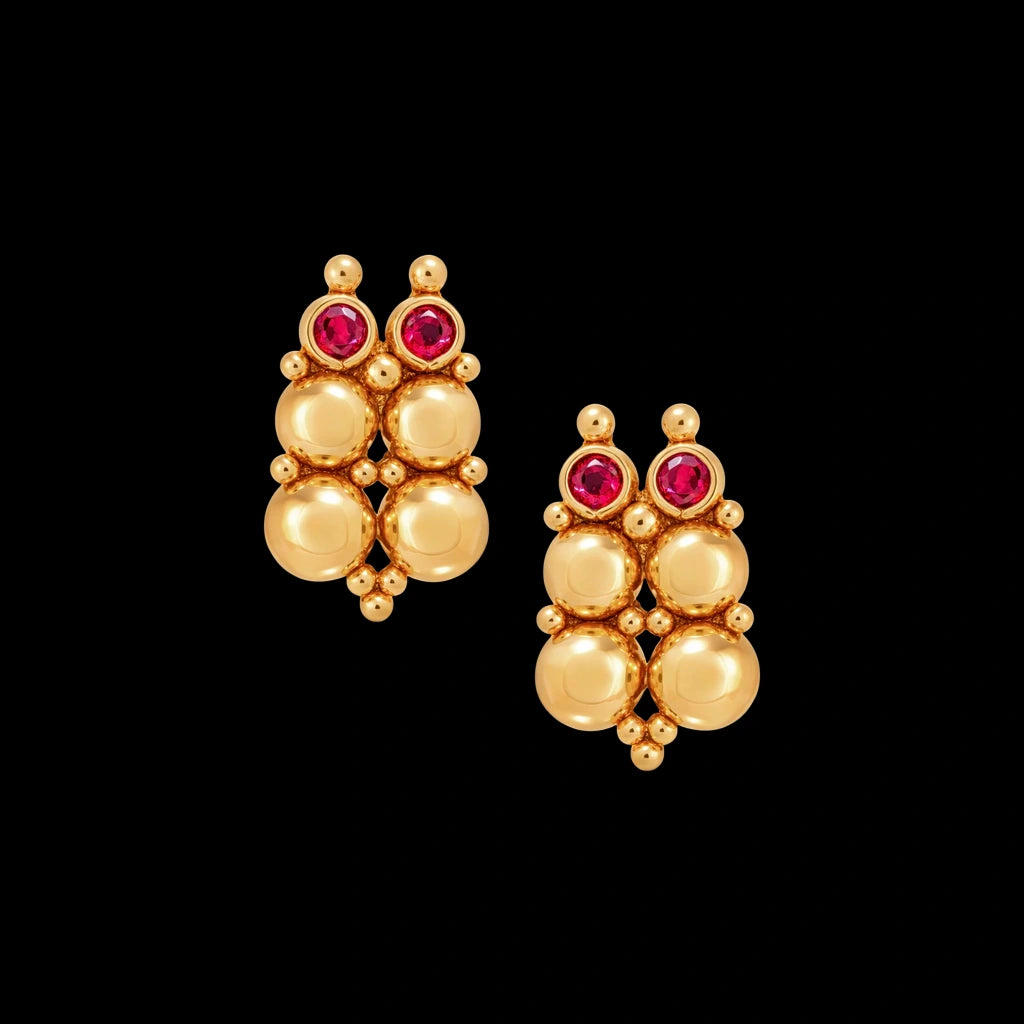 Geru Stone Necklace Short With Stud PSGRNSSR41R-038, PSGRSTSR6R-021