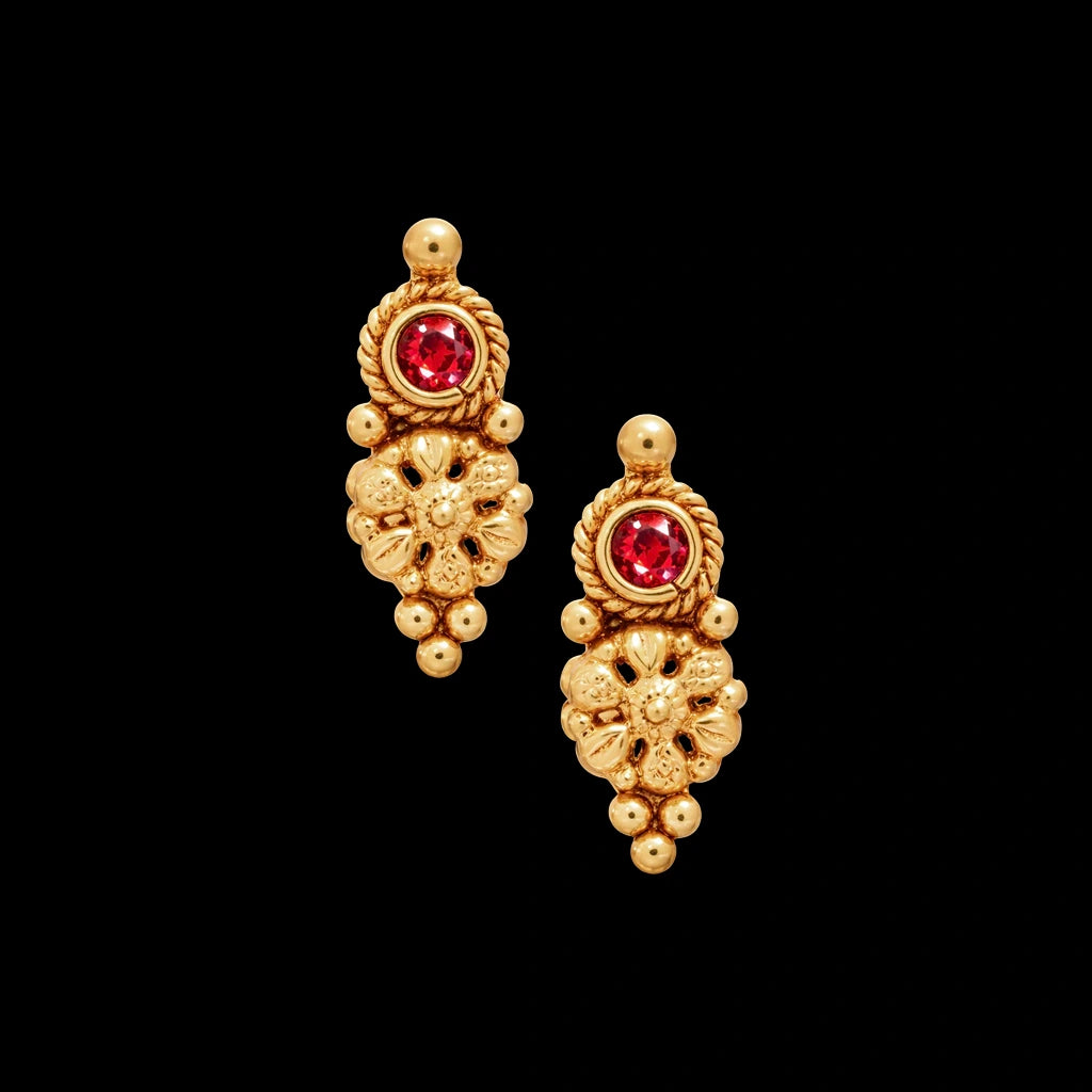 Geru Stone Necklace Short With Stud PSGRNSSR41R-038, PSGRSTSR6R-021