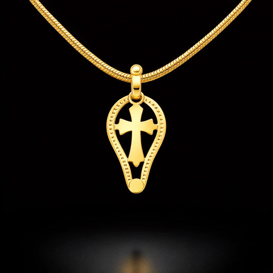 Cross Leaf Fine Thali Locket Gold Layered – Pendant, Religious Symbol, Office Wear – product view 1