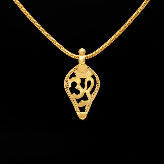 Symbol Leaf Openwork Thali Locket Gold Layered – Pendant, Mangalsutra Pendant, Om – product view 1