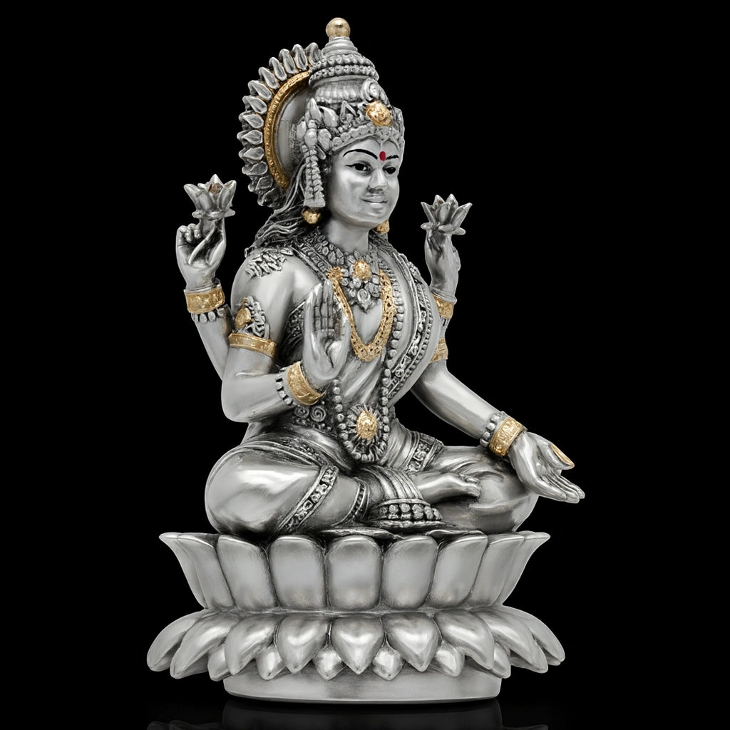 Divine Lakshmi Statue Seated on Lotus Pedestal PIDRSL25-005