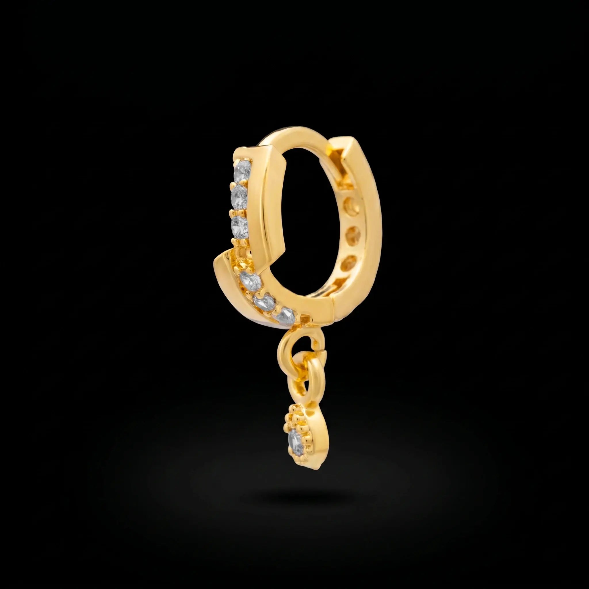 Stone Hoop Earring with stone drop PSRHST67W-001