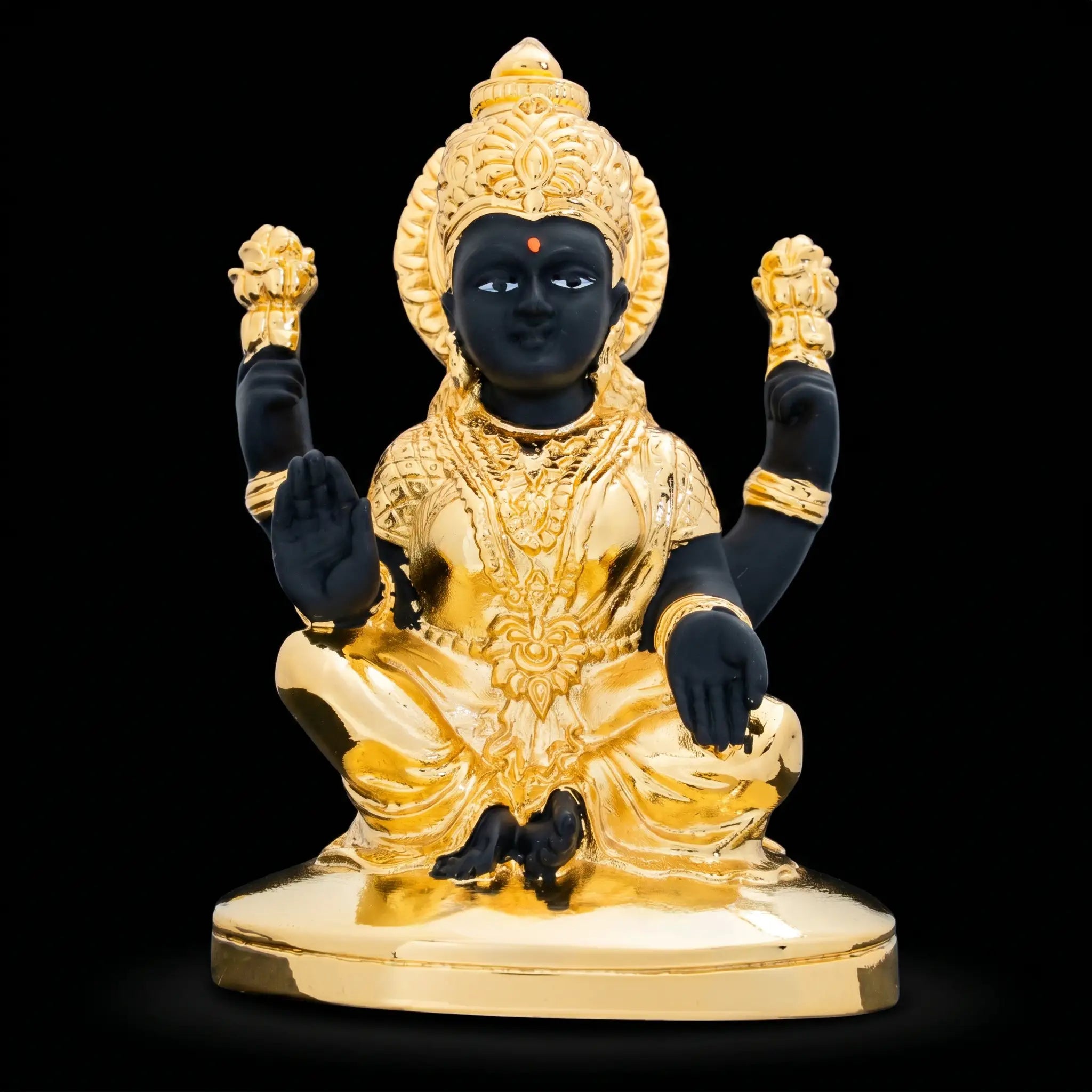 Resin & Gold-Layered Goddess Lakshmi Idol PIDRBL47-053
