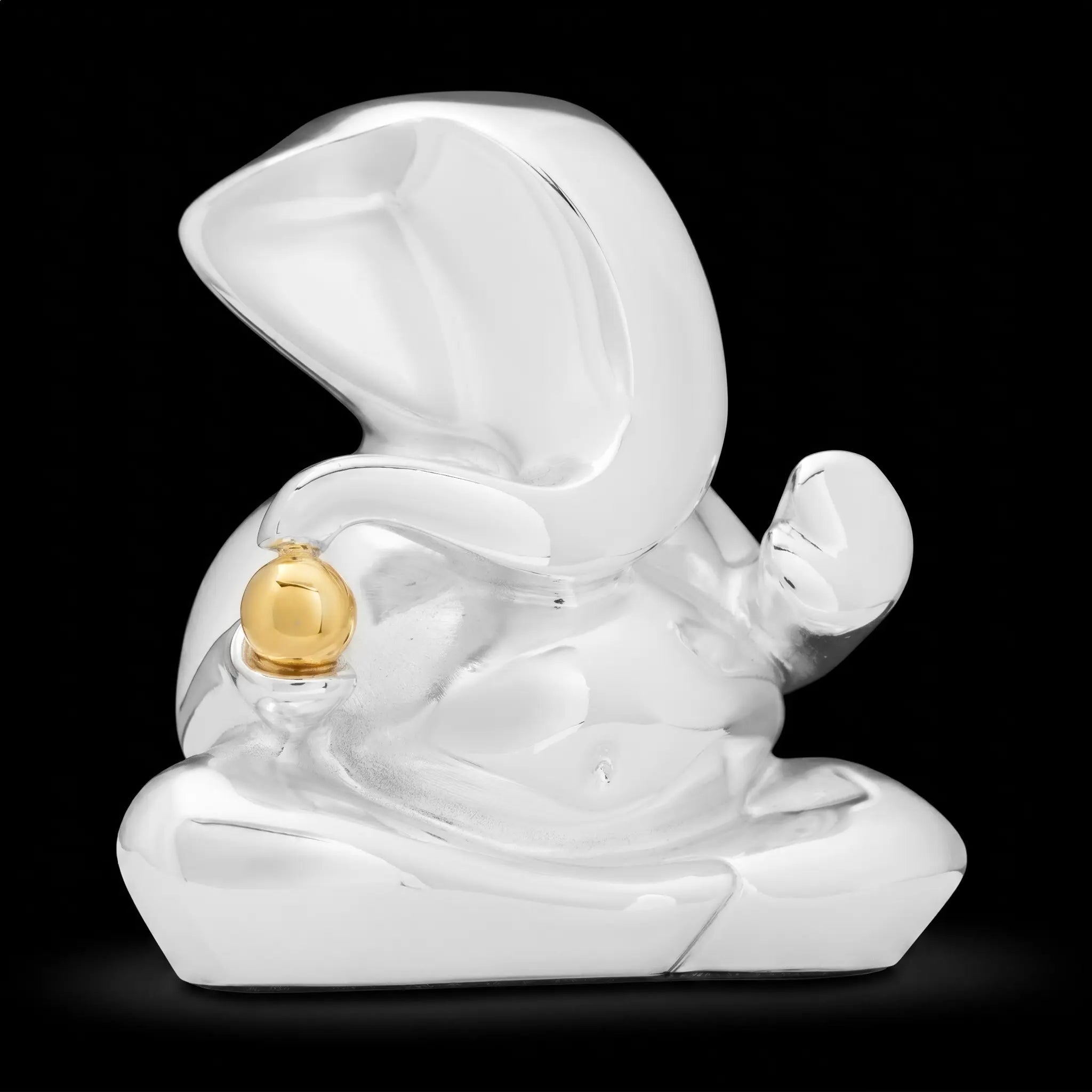 Lord Ganesha Silver Idol with Golden Sphere PIDRSG40-053