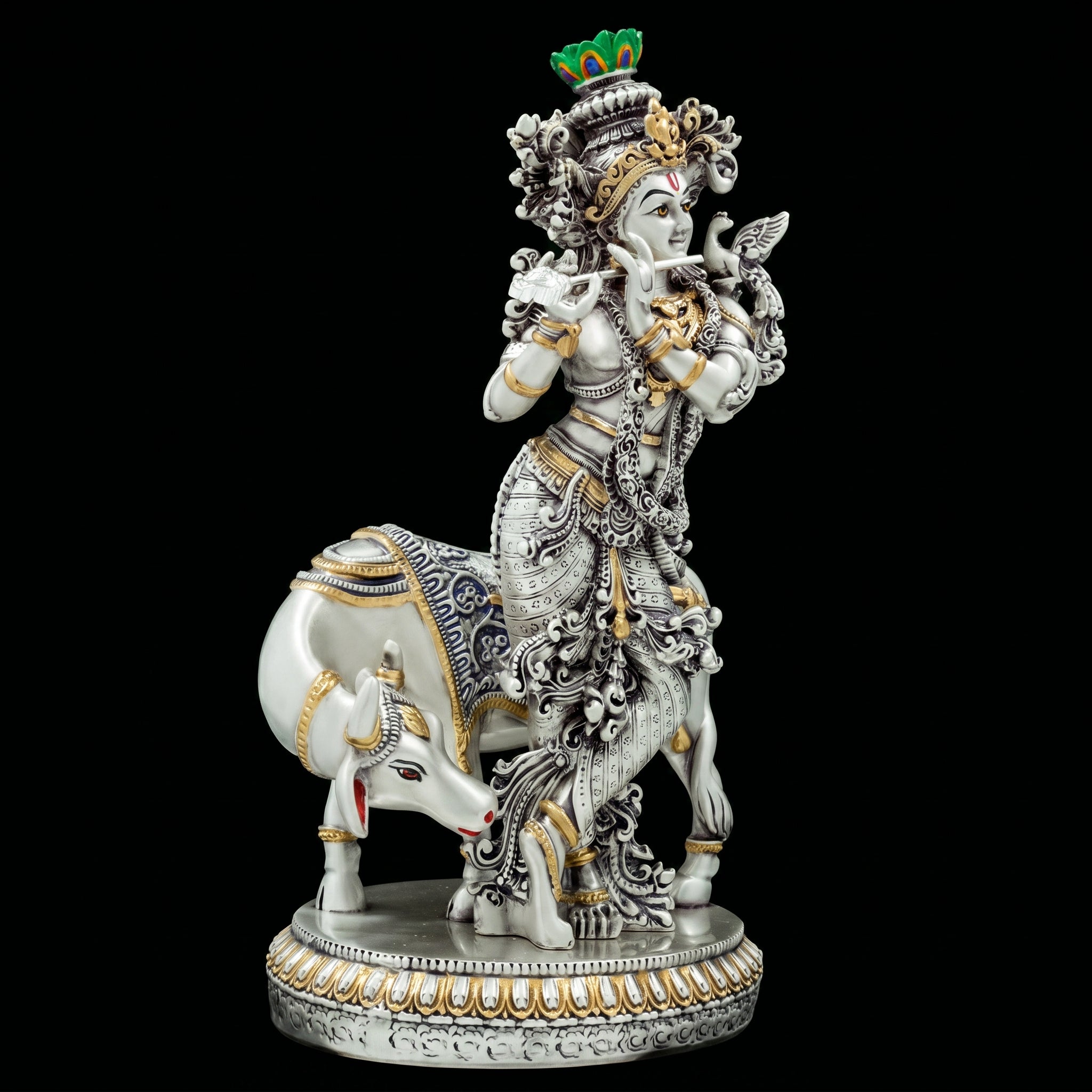 Divine Harmony – Lord Krishna with Cow Idol PIDRSKR4-0002