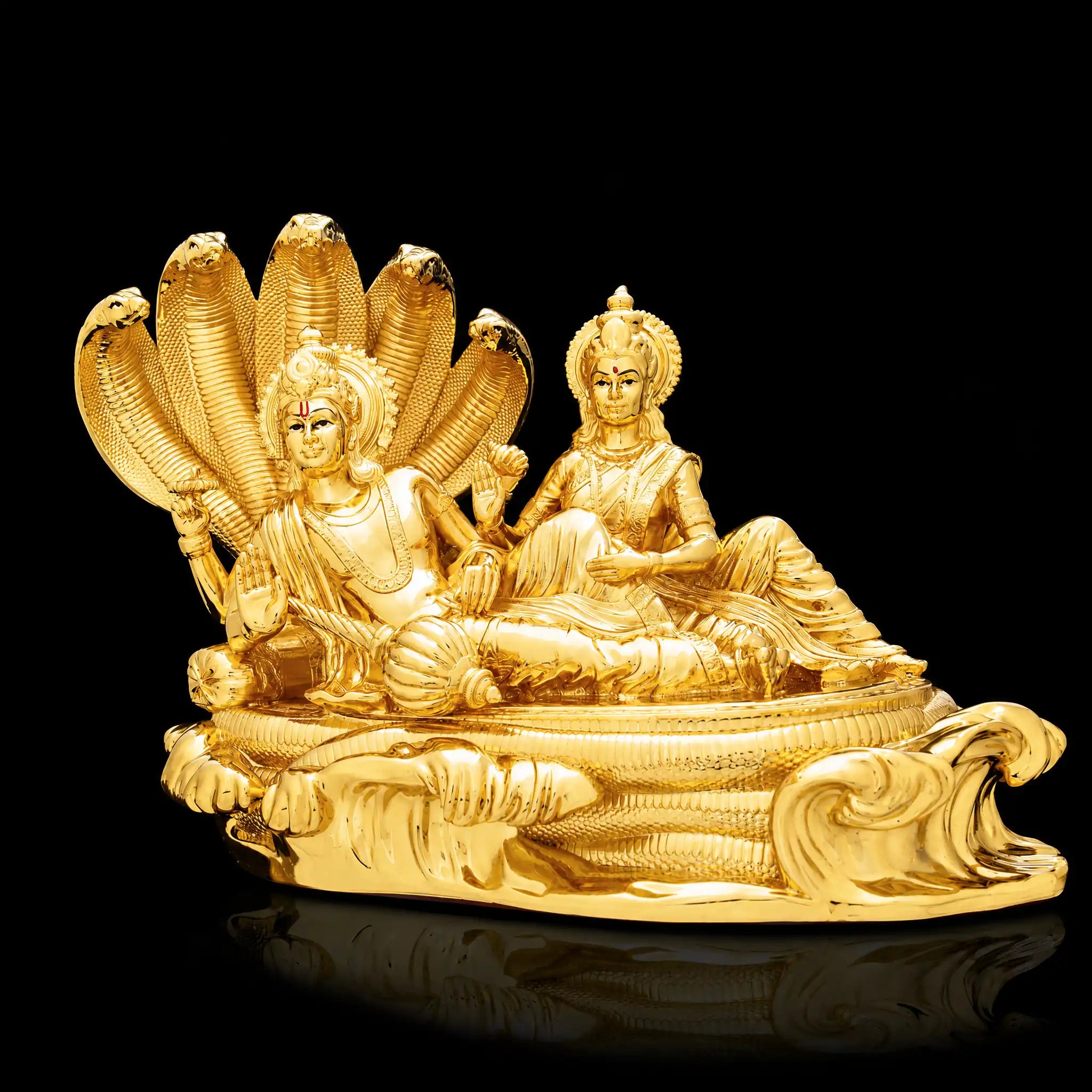 Shesha Shayana Vishnu Idol – Brass with 24ct Gold Layered PIDRGVL2-0081