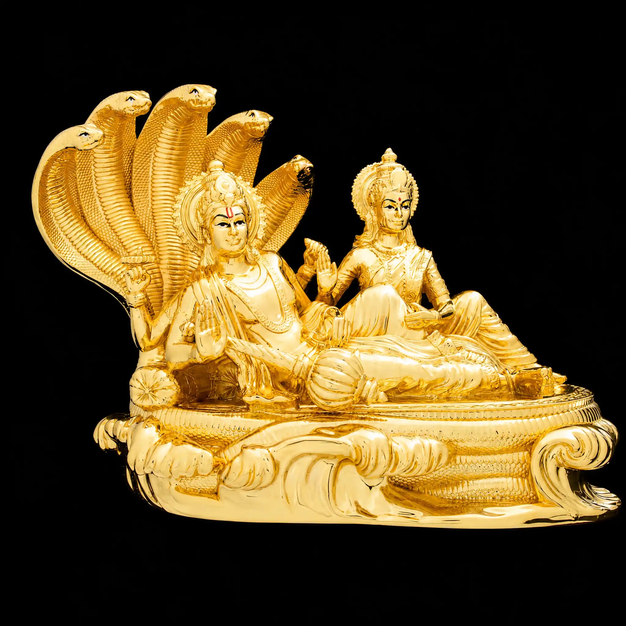 Shesha Shayana Vishnu Idol – Brass with 24ct Gold Layered PIDRGVL2-0081