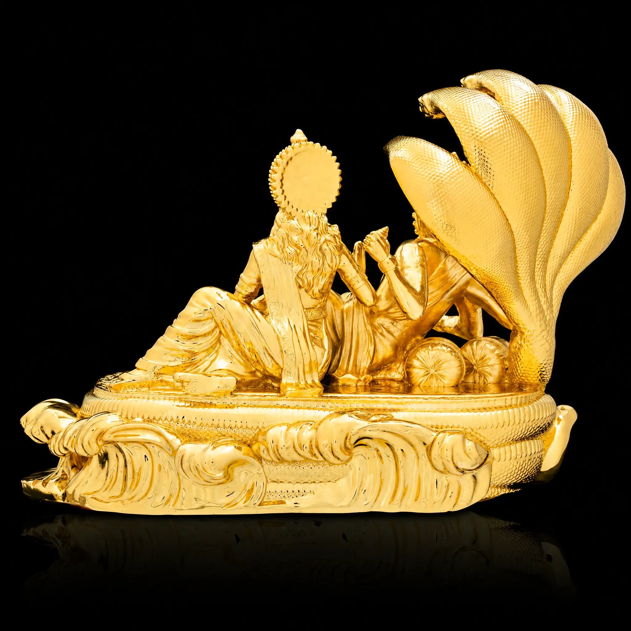 Shesha Shayana Vishnu Idol – Brass with 24ct Gold Layered PIDRGVL2-0081