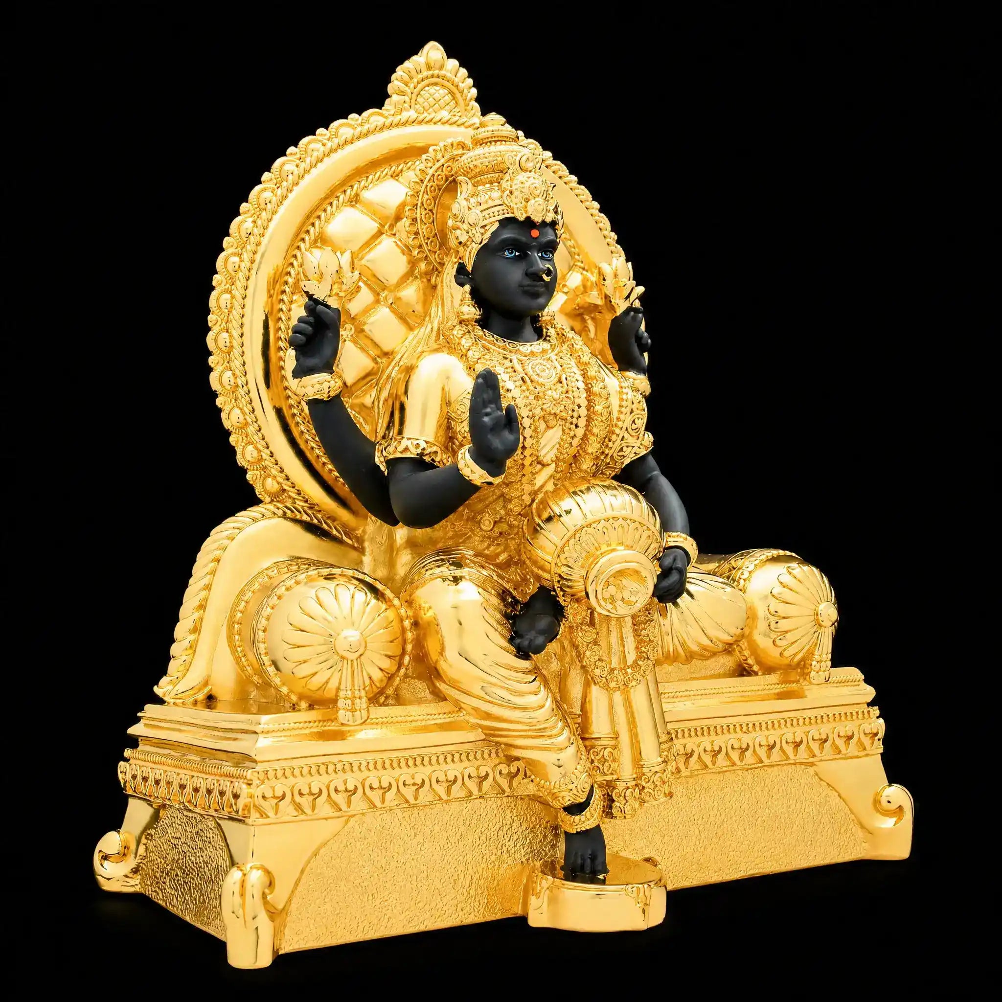 Majestic Vishnu Idol on Golden Throne – Brass with 24ct Gold Layered PIDRGL23-0002