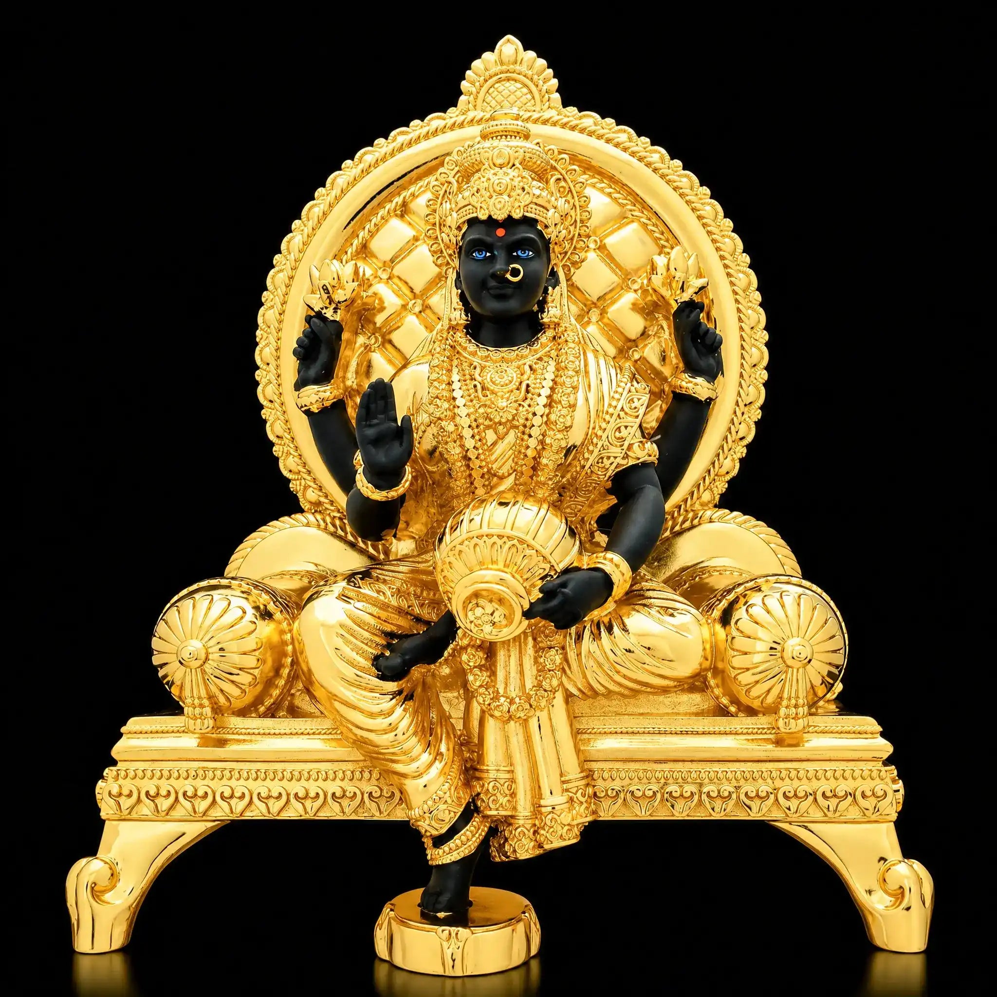 Majestic Vishnu Idol on Golden Throne – Brass with 24ct Gold Layered PIDRGL23-0002