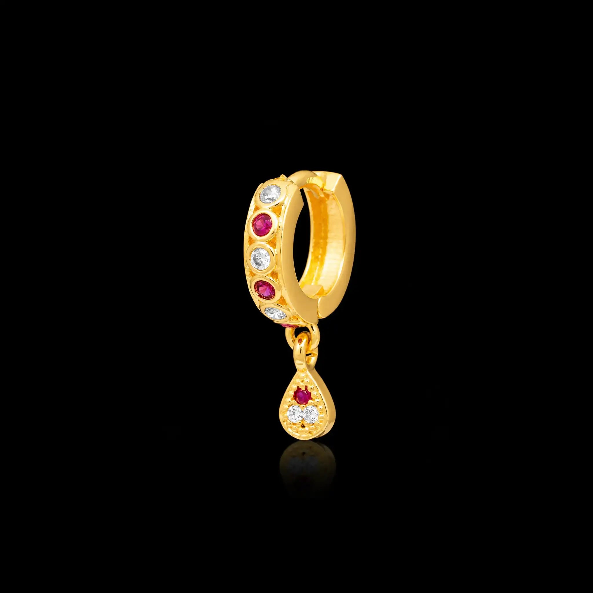 Stone Hoop Earring with stone drop PSRHST66WR-001