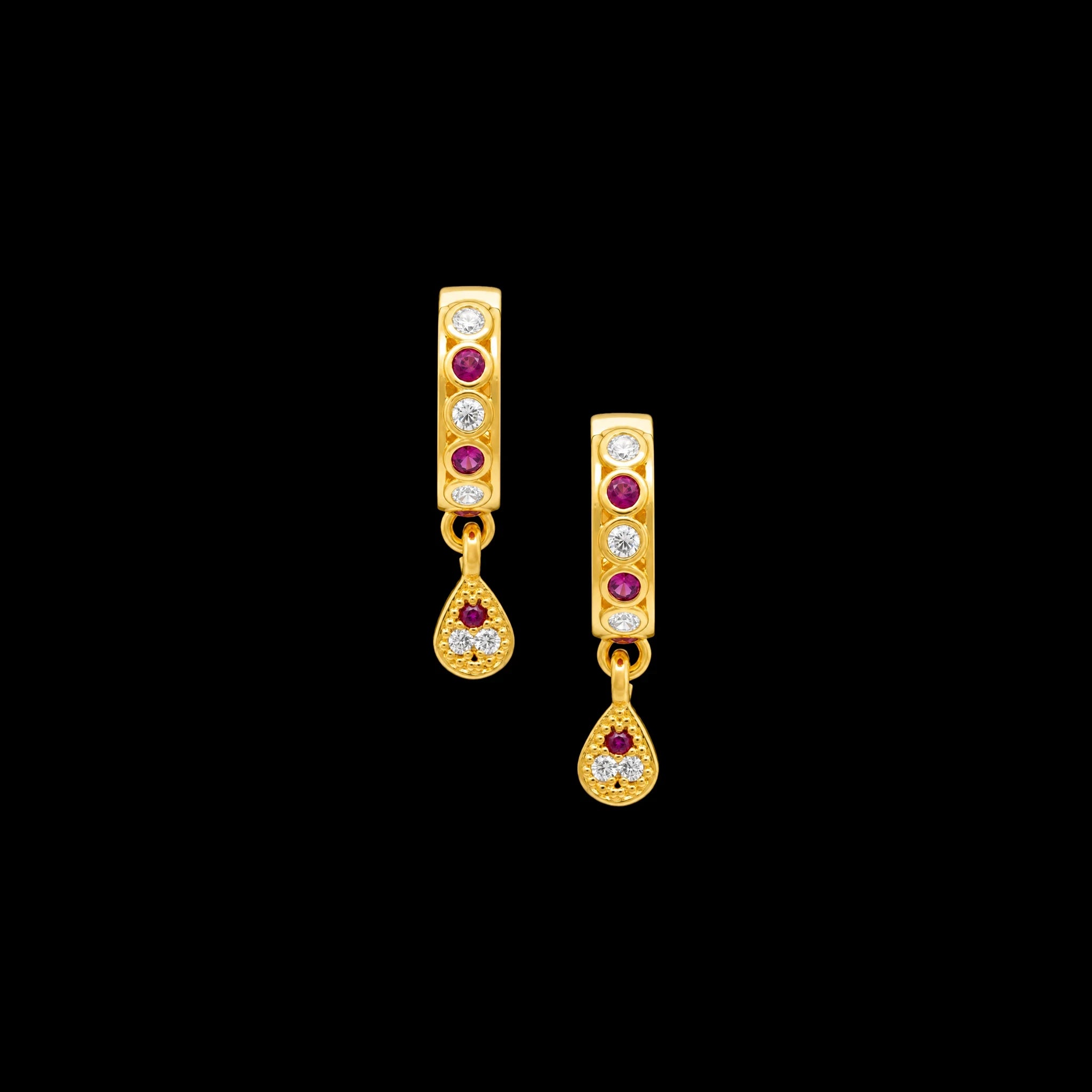 Stone Hoop Earring with stone drop PSRHST66WR-001