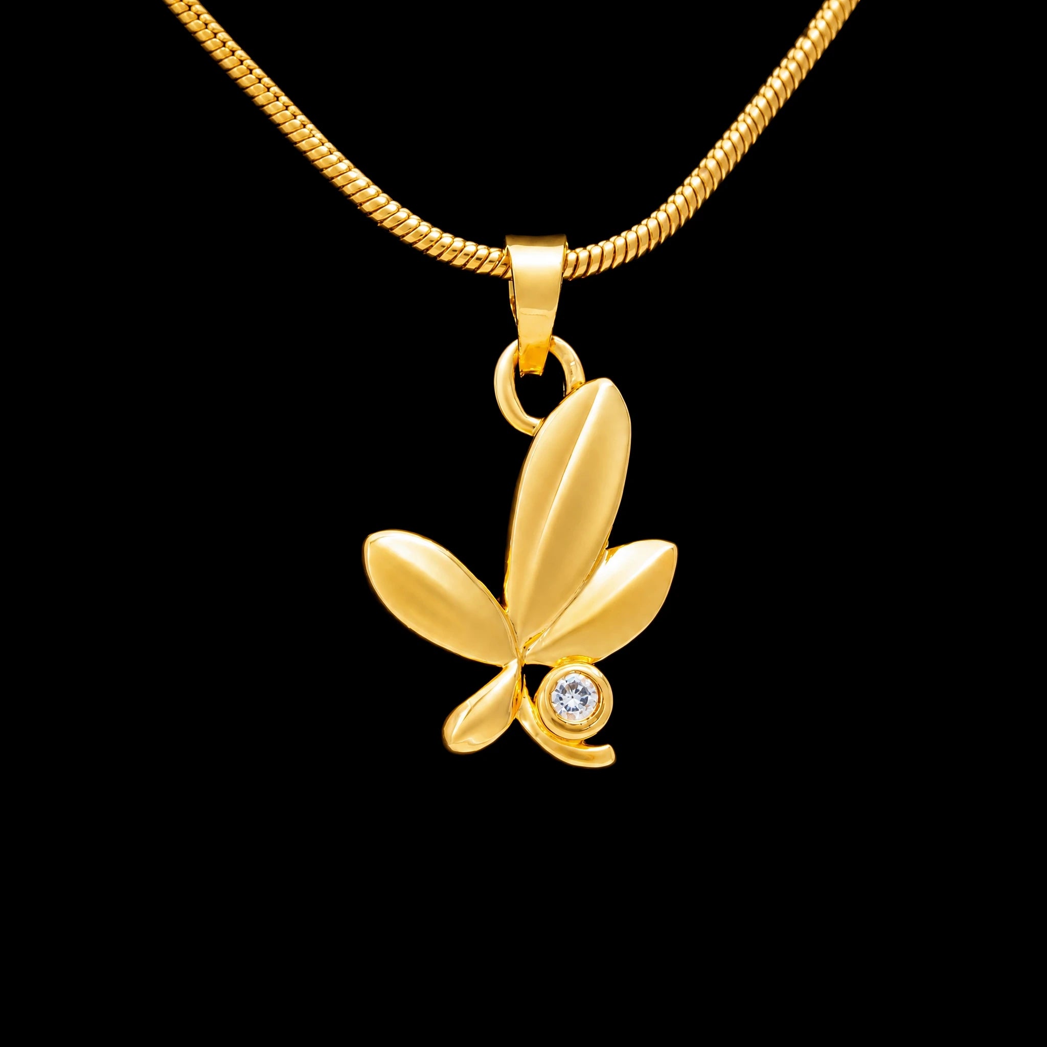 24CT Gold Layered Leaf Pendant  PSLT392W-09