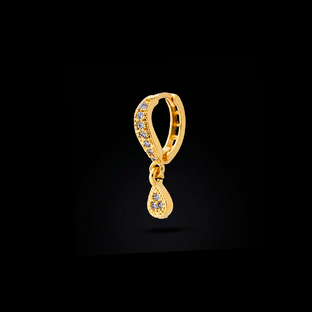 Stone Hoop Earring with stone drop PSRHST68W-001