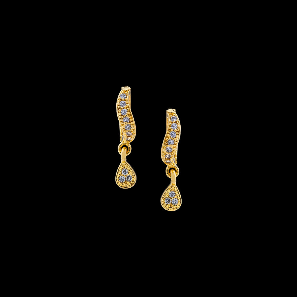 Stone Hoop Earring with stone drop PSRHST68W-001