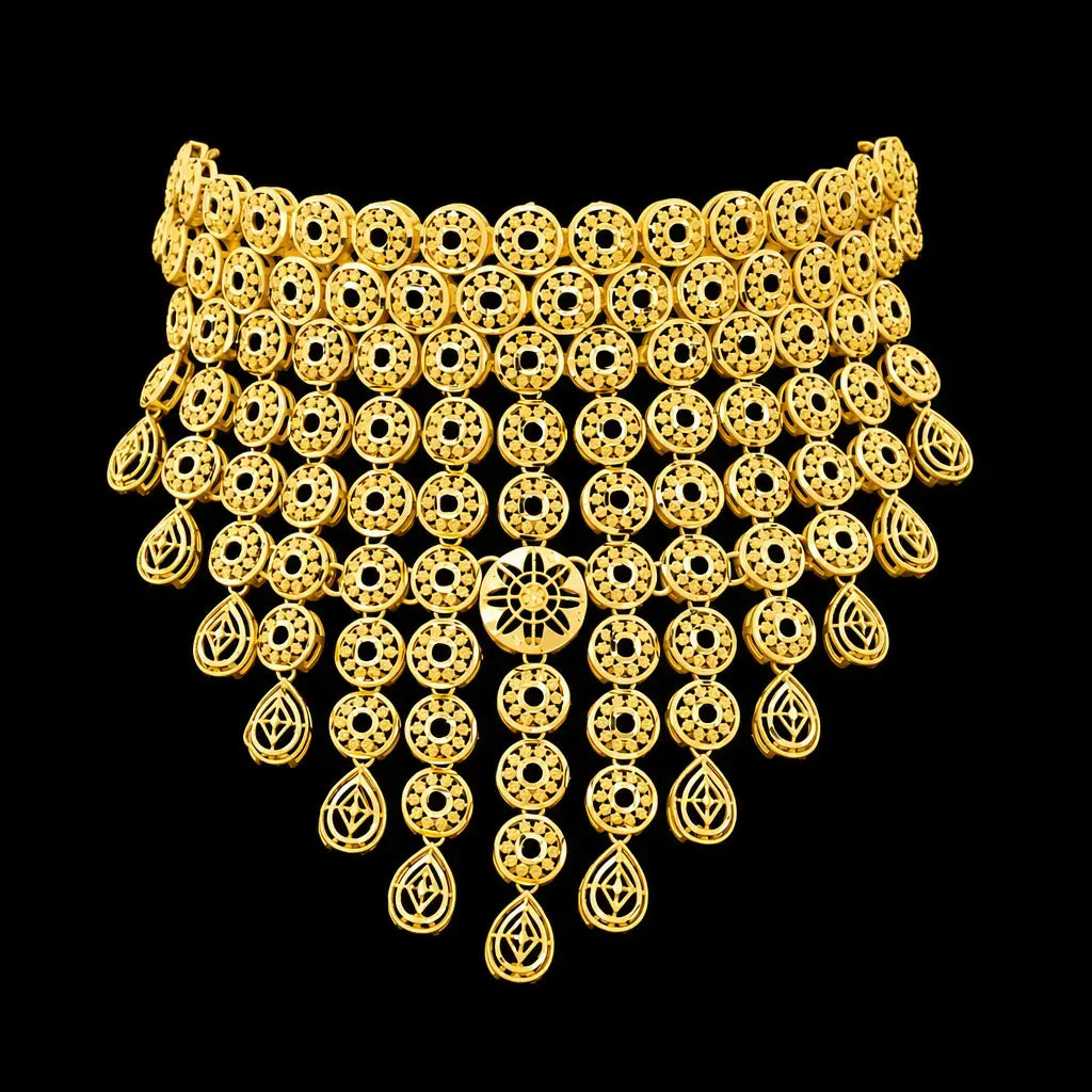 Golden Necklace Short with Golden Stud PGNS9-0301, PGHST89-061