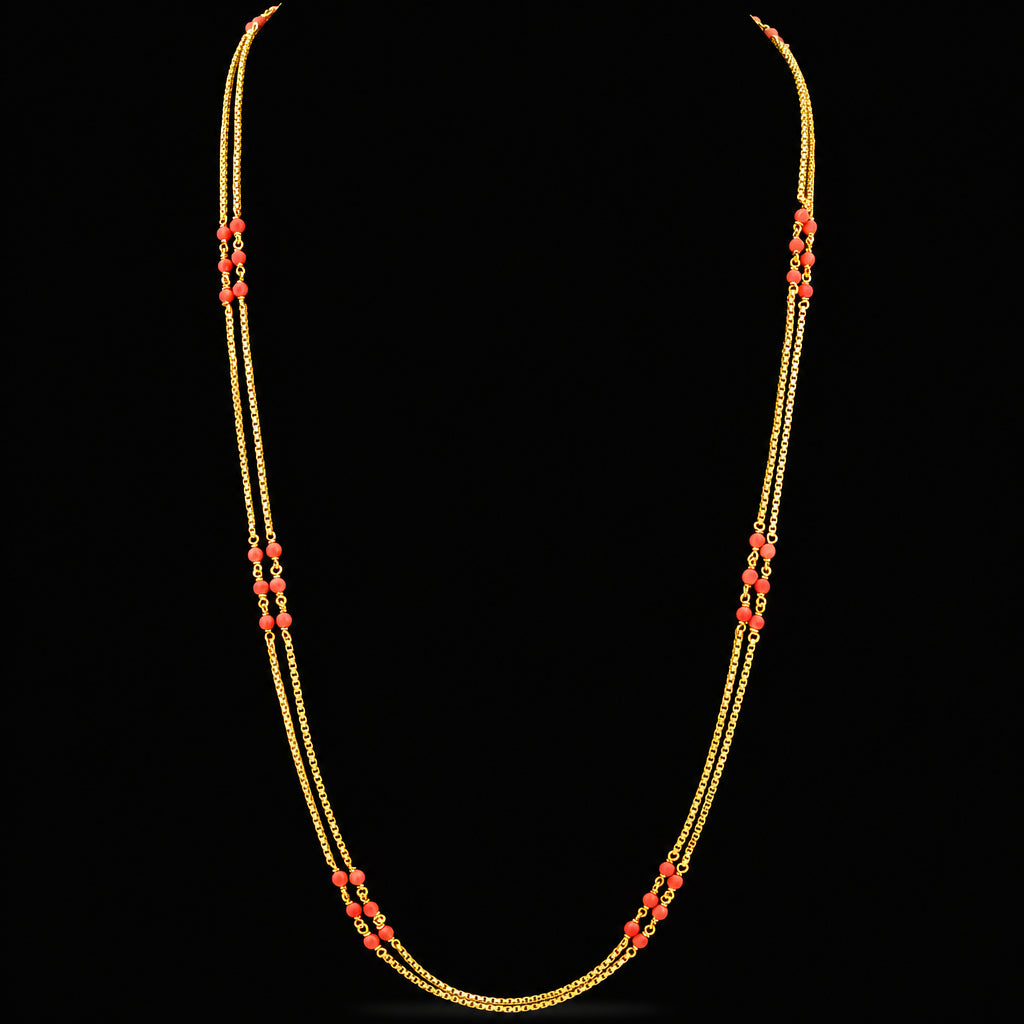 Classic Coral Bead Long chain PSC2-095